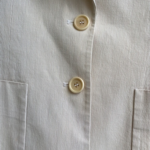 THEORY COTTON TWO BUTTON FRONT BLAZER/JACKET. PIN STRIPE‎ BEIGE. SIZE SMALL - Picture 6 of 11